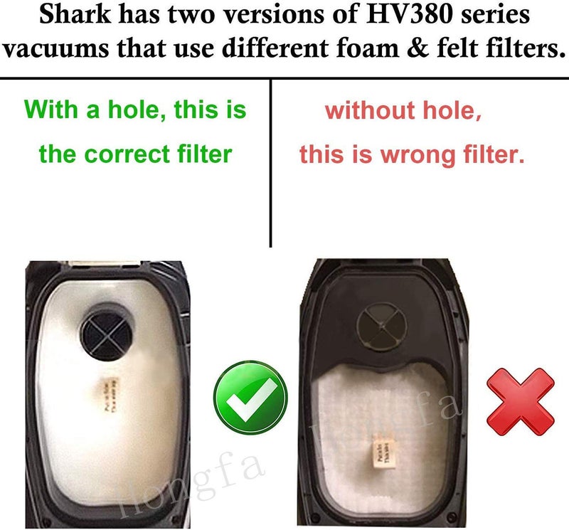 Hongfa HV380 Filters Compatible with Shark Rocket DuoClean Ultra-Light Corded Bagless Vacuum, 6 Packs Foam & Felt Filter Part HV380, HV380W HV381,HV383, HV384Q Replacement Part XFFH380 XPSTFH380 - Image 3